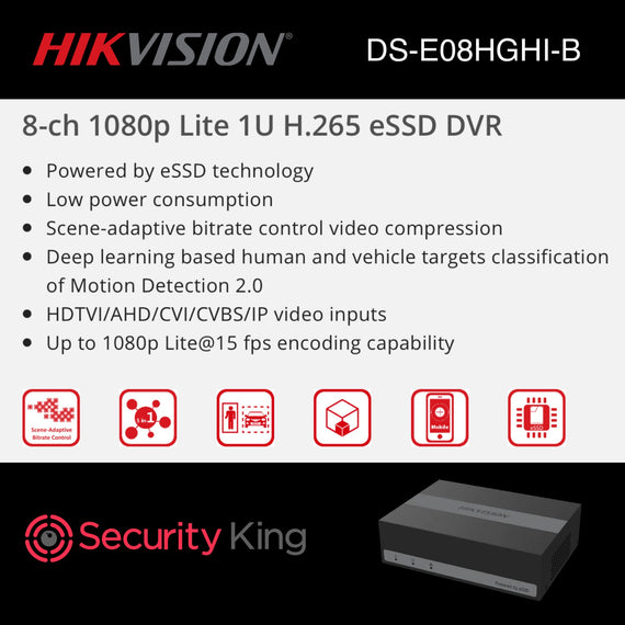 Hikvision 8 Channel TURBO HD eSSD DVR - 512GB