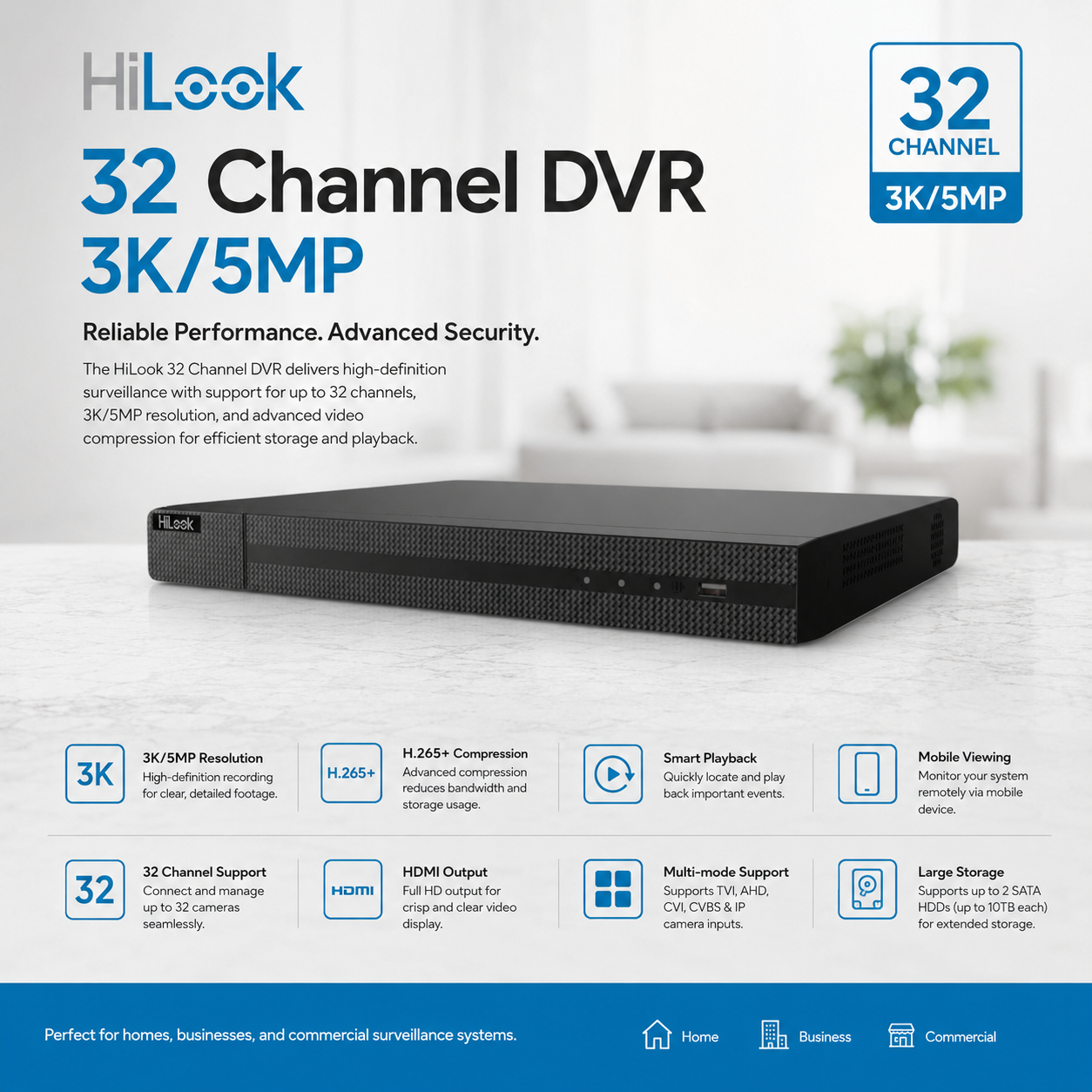 HiLook 32 Channel DVR - 3K/5MP – SecurityKing