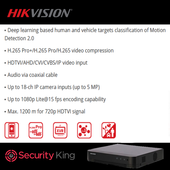 Hikvision 16 Channel 7200 Series HD Turbo DVR H.265
