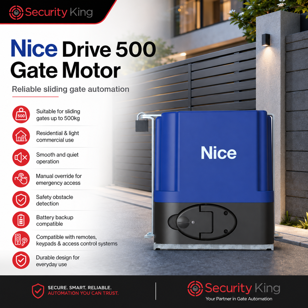 et-nice-drive-500-gate-motor-steel-rack-kit