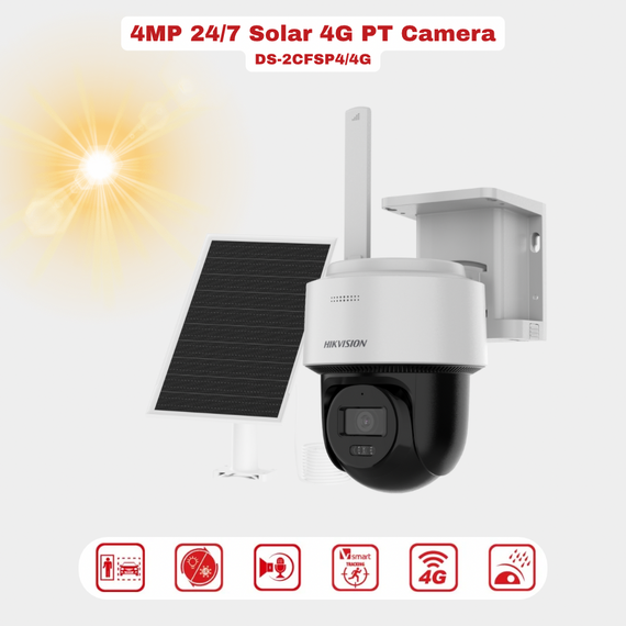 Hikvision 4MP 24/7 (AOV) Solar 4G PT Camera