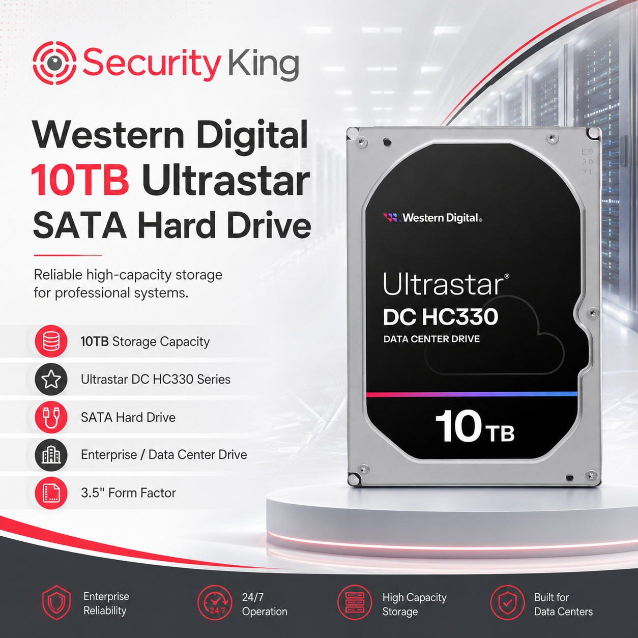 promotional-graphic-for-a-western-digital-ultrastar-dc-hc330-10tb-sata-hard-drive-by-security-king-shown-on-a-silver-and-black-drive-with-server-room-background-graphics-and-feature-icons