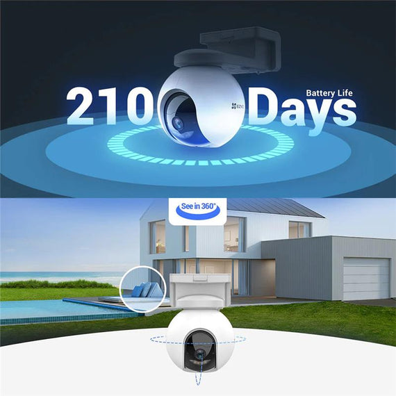 EZVIZ HB8 4K Wireless Battery Powered Pan & Tilt WiFi Security Camera Kit