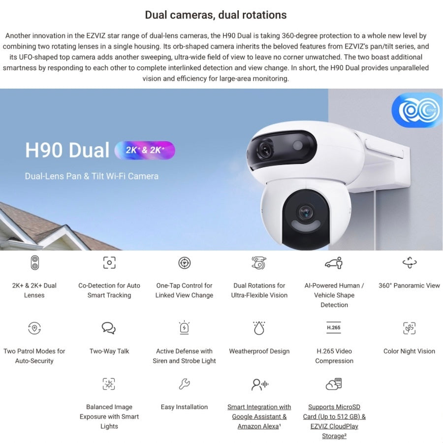 EZVIZ HB90 Wireless Dual 2K+2K Wifi Camera Kit - SecurityKing