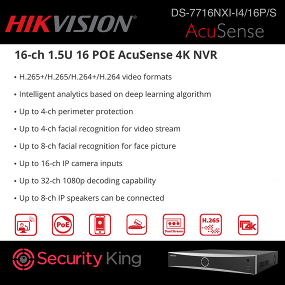Hikvision 16Chn Acusense POE 4K NVR