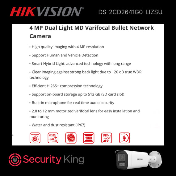 Hikvision 4MP Dual Light MD Varifocal Bullet Network Camera