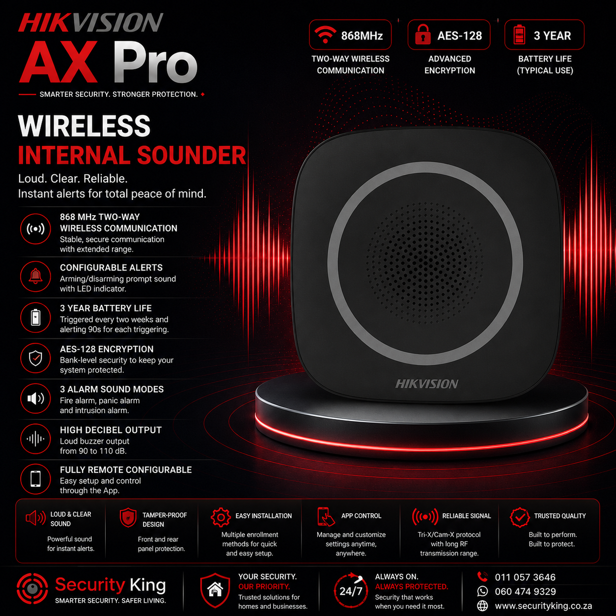 hikvision-ax-pro-wireless-internal-sounder-black-series
