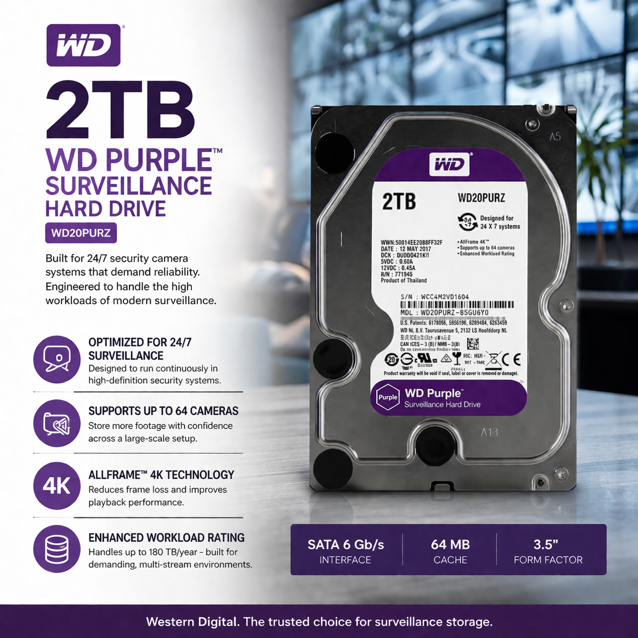 2TB WD Purple Surveillance Hardrive – SecurityKing 2TB WD Purple Surveillance Hardrive – SecurityKing