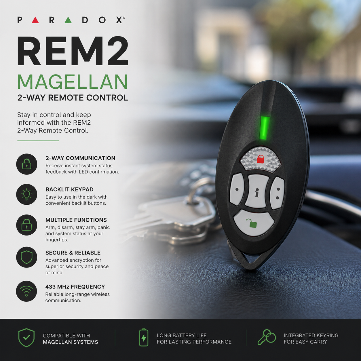 paradox-rem2-magellan-2-way-remote-control-with-backlit-buttons-433mhz