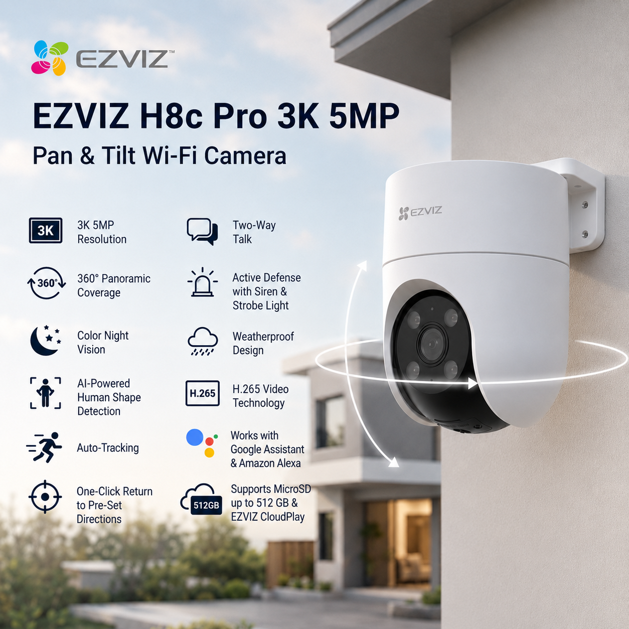 EZVIZ H8c Pro 3K 5MP Pan & Tilt Wi-Fi Camera – SecurityKing