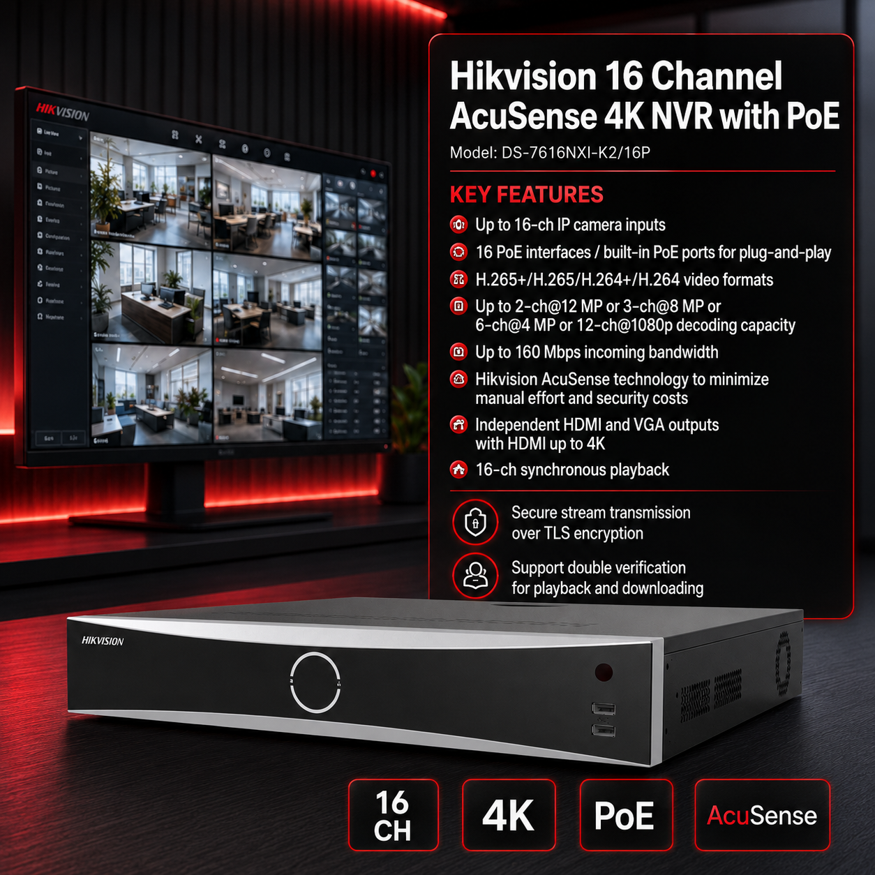 hikvision-16-channel-acusense-4k-nvr-with-poe