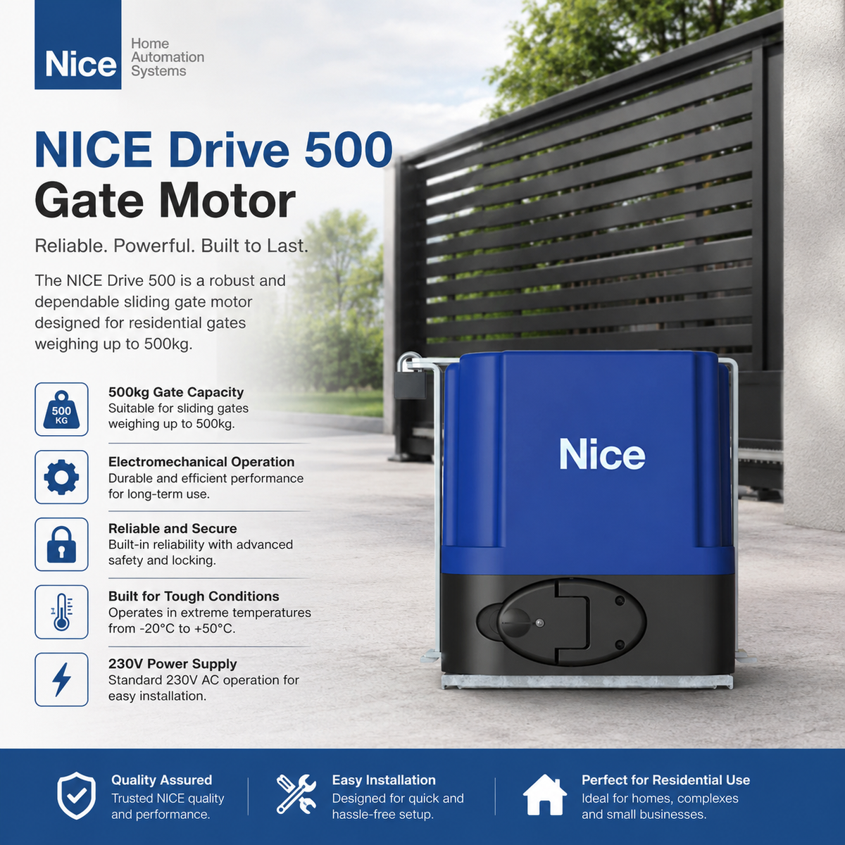 et-nice-drive-500-gate-motor-steel-rack-kit