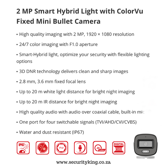 Hikvision 2MP Smart Hybrid Light ColorVu Bullet Camera with Audio