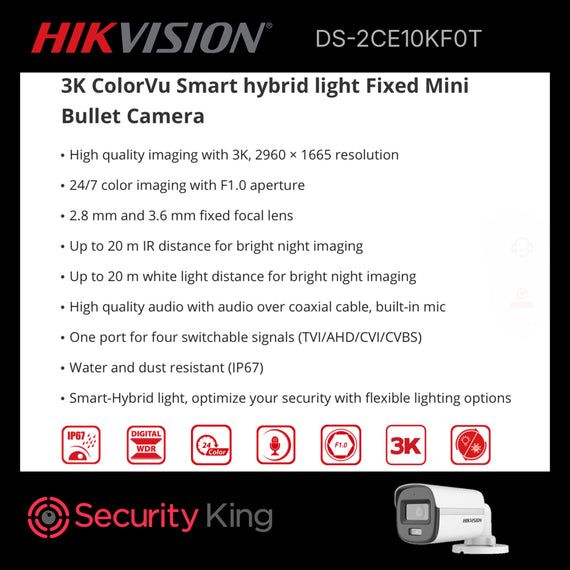 Hikvision 3K ColorVu 5MP Smart Hybrid Fixed Audio Bullet Camera