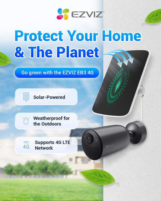 EZVIZ EB3 2K Battery-Powered 4G Security Camera incl Solar Panel