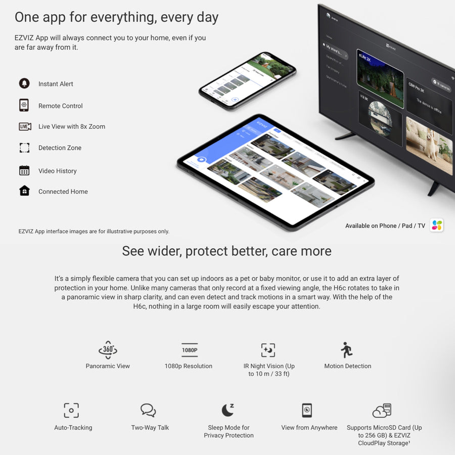 EZVIZ H6c Pan & Tilt Smart Home Camera SecurityKing