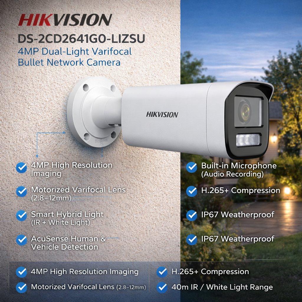 Hikvision 4MP Dual Light MD Varifocal Bullet Network Camera