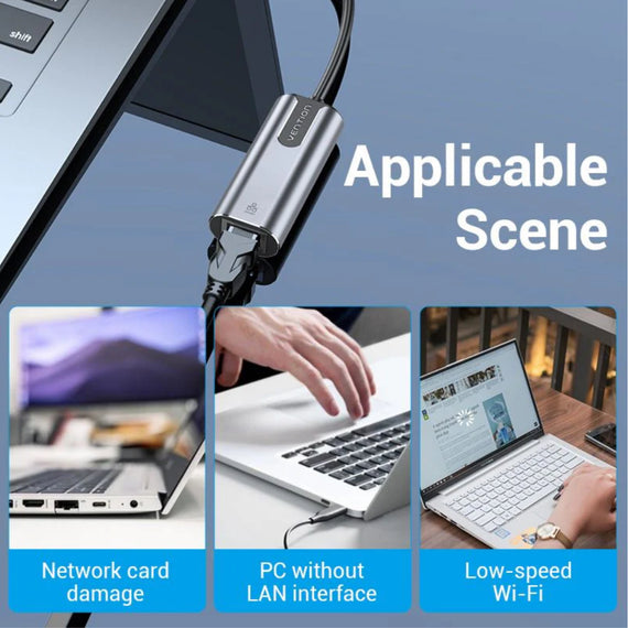 Vention USB-C to Gigabit Ethernet Adapter 0.15M Gray Aluminum