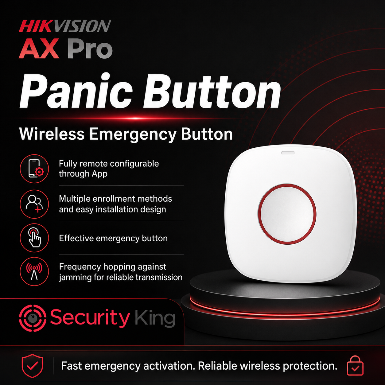 hikvision-ax-pro-panic-button-with-features-listed-on-a-dark-background