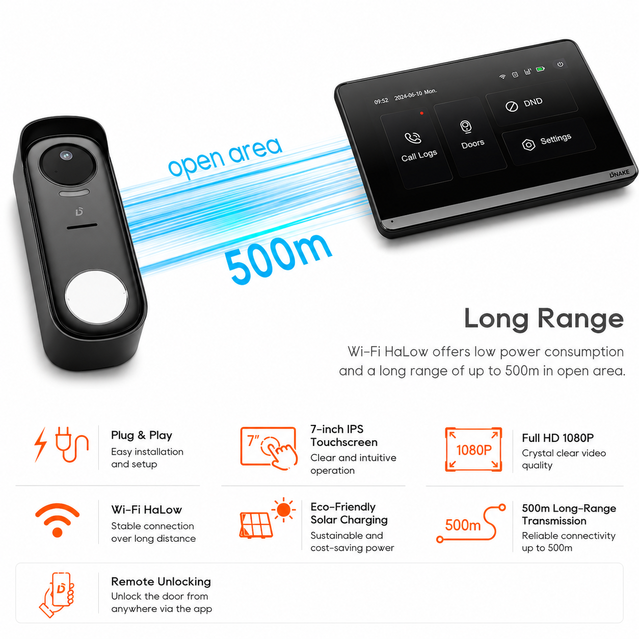 dnake-dk360-wireless-doorbell-kit-500m-wireless-range