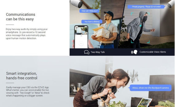 EZVIZ CB3 2K WiFi Battery Security Camera with Solar Panel Bundle Kit