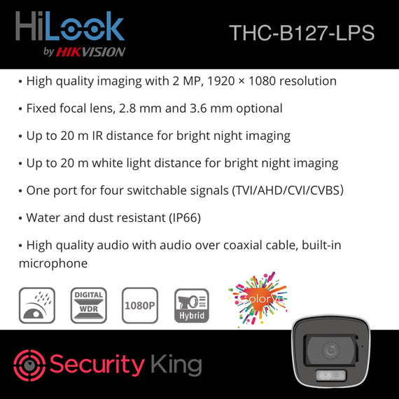 HiLook 2MP Dual Light Audio Fixed Mini Bullet Camera