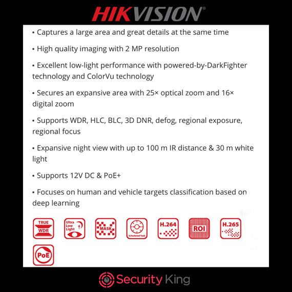 Hikvision TandemVu 4-inch 2MP 25X Colorful & IR Network Speed Dome