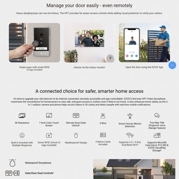 EZVIZ HP7 2K Smart Home Video Doorphone Intercom