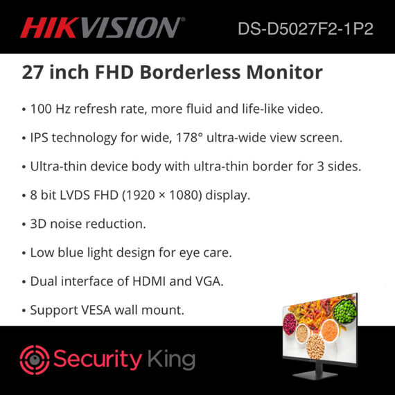 Hikvision 27'' FHD Borderless Monitor