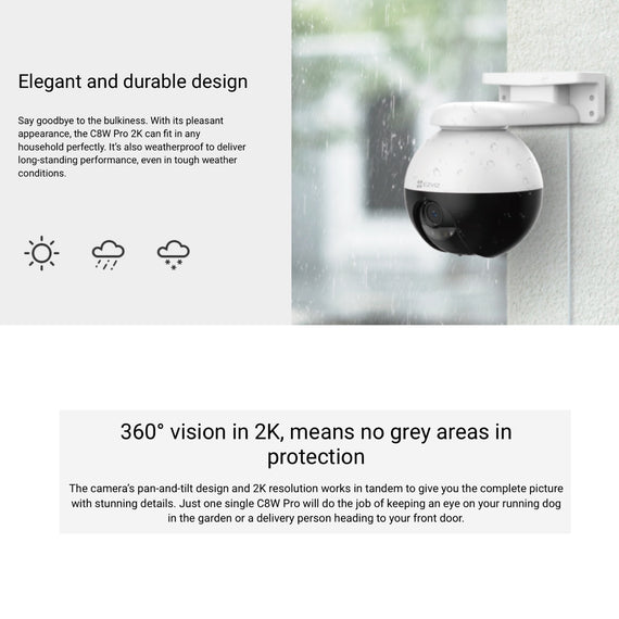 EZVIZ C8W Pro 2K - AI Outdoor Pan/Tilt Security WiFi Camera