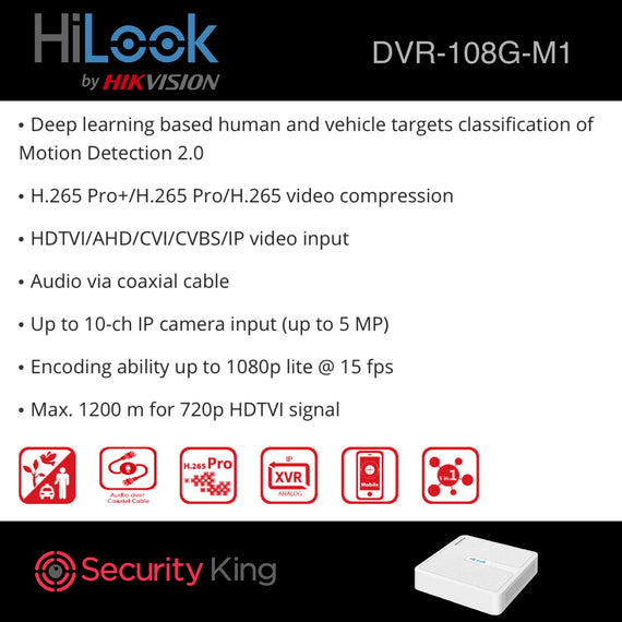 HiLook 8 Channel Turbo HD DVR - M1 Series