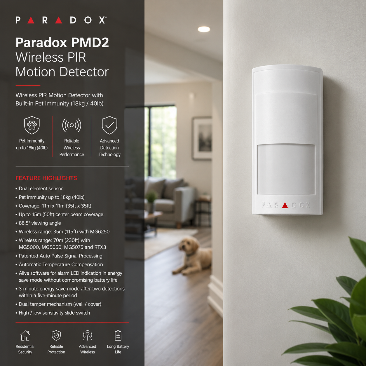 paradox-pmd2-wireless-pir-motion-detector