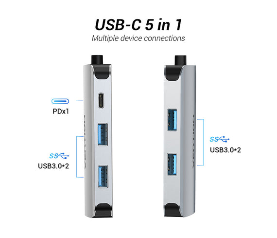 Vention Type-C To USB 3.0 Hub 0.15m Gray Metal