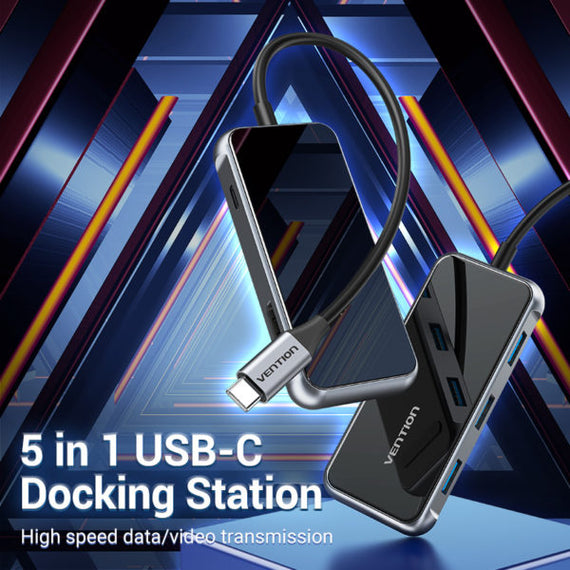 Vention Multi-function USB-C to HDMI/ USB3.0*3/PD Docking Station 0.15M