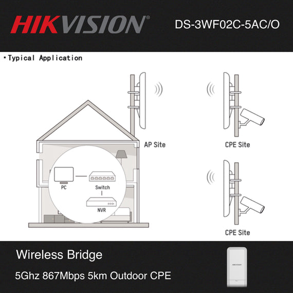 Hikvision 5Ghz 867Mbps 5km Outdoor Wireless CPE