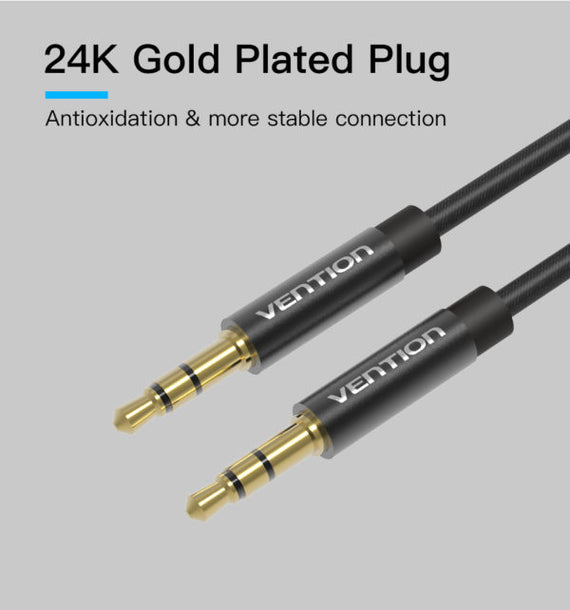 Vention Fabric Braided 3.5mm Male to Male Audio Cable 1.5M -Black