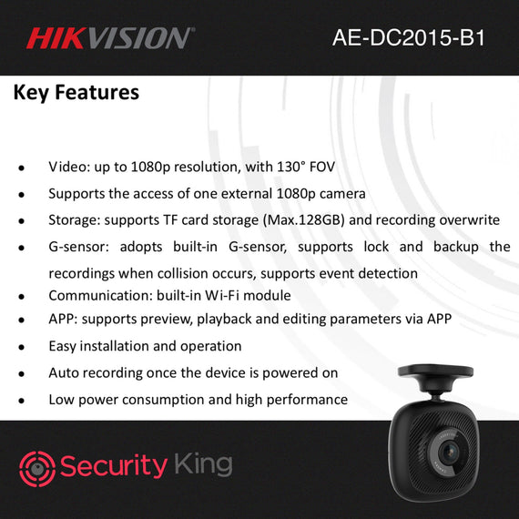 Hikvision Dashcam 1080P incl 64GB SD Card