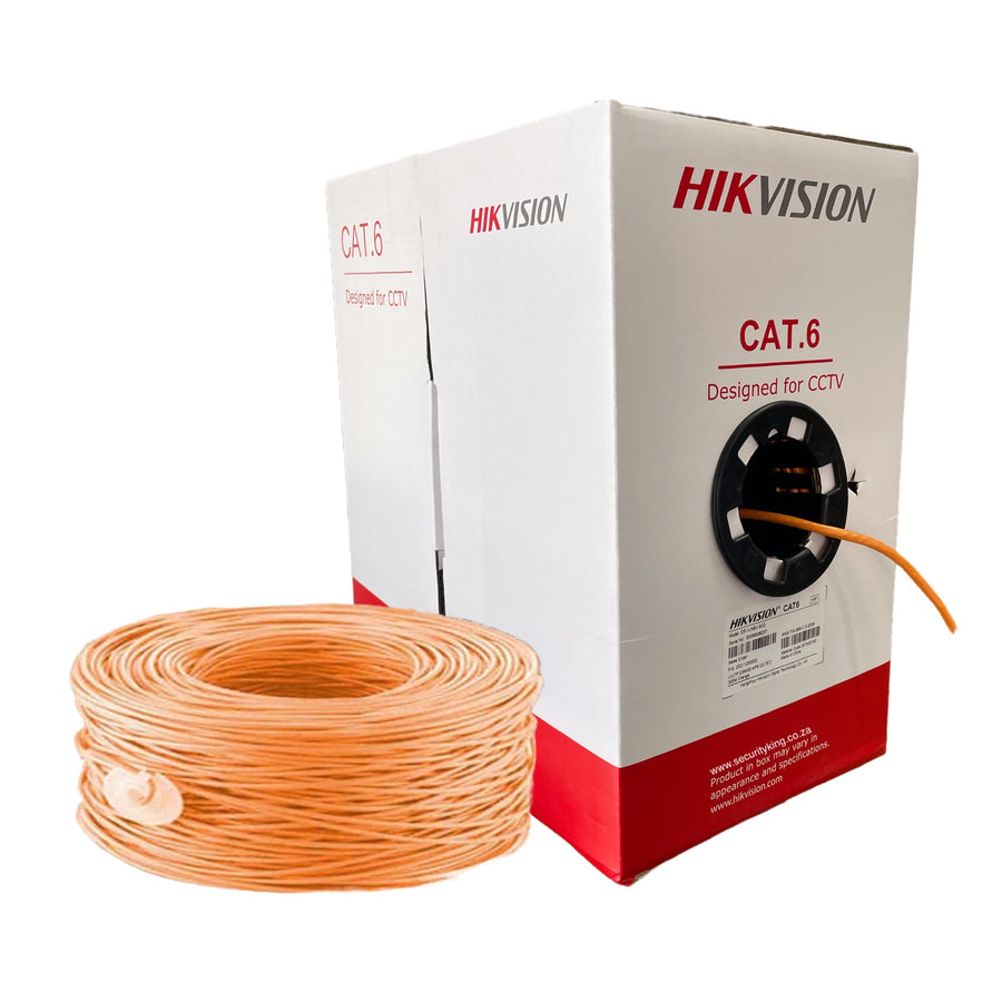 Hikvision 305m CAT6 UTP Network Cable Solid Copper (0.55 mm, Orange ...