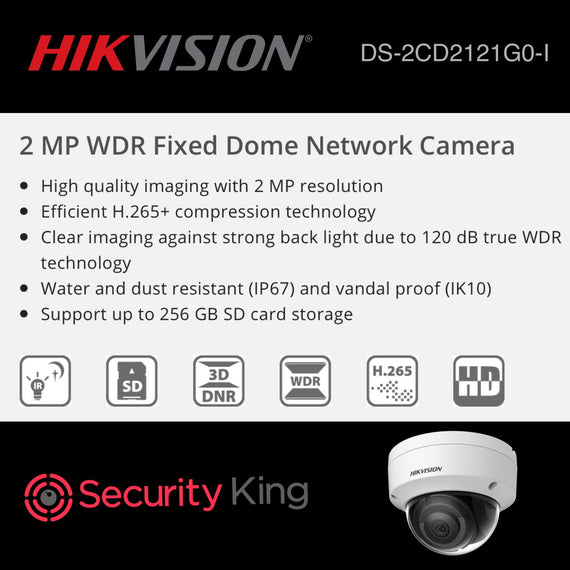 Hikvision 2MP WDR Dome Network Camera 2.8mm
