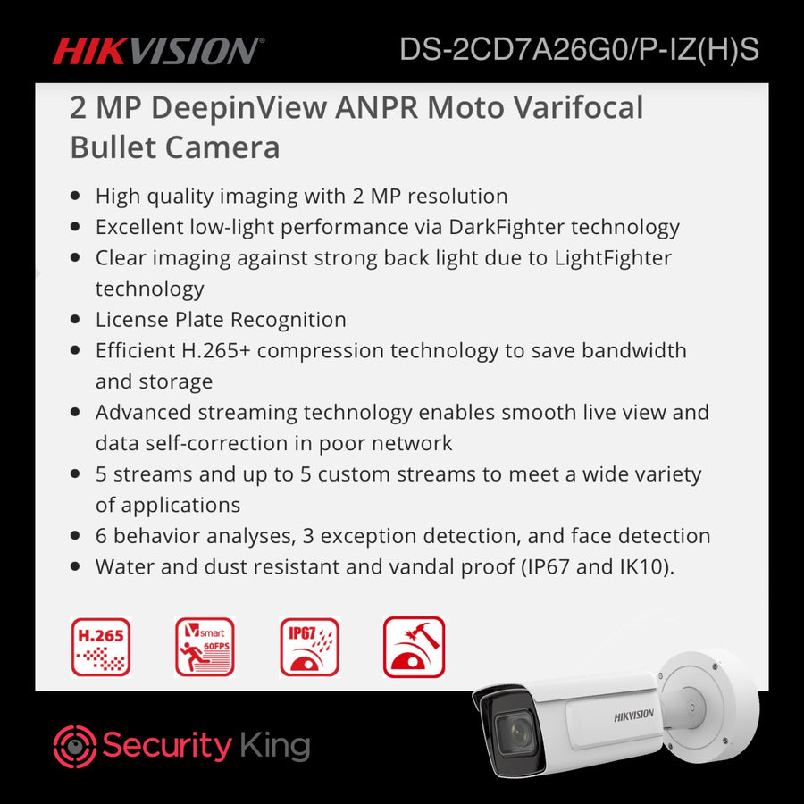 Hikvision 2MP ANPR IR Varifocal Bullet Network Camera Demo Unit