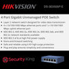 Hikvision 4 Port Gigabit Unmanaged POE Switch