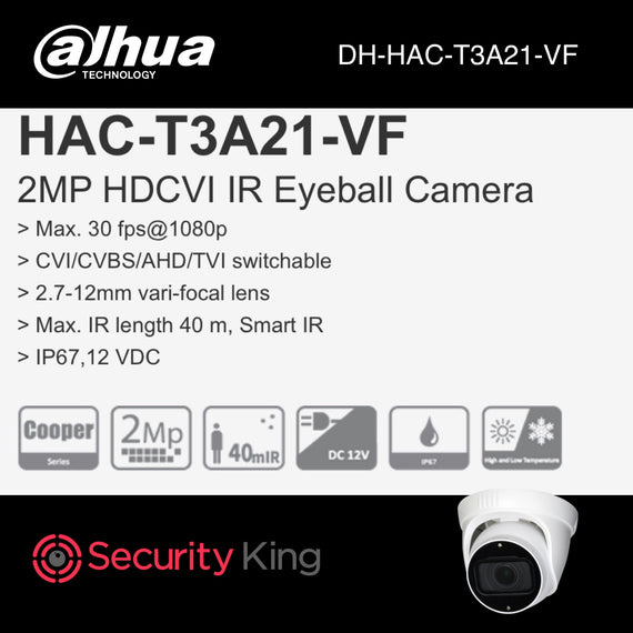 Dahua 2MP Varifocal Dome Camera 2.7mm - 12mm