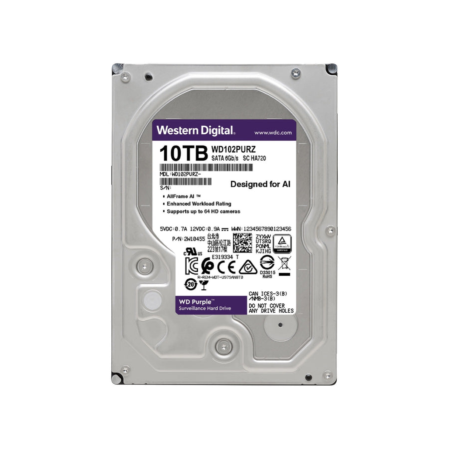 保証あり　Western Digital 10TB HDD WD101PURP Western Digital 10TB WD Purple Surveillance Internal Hard Drive