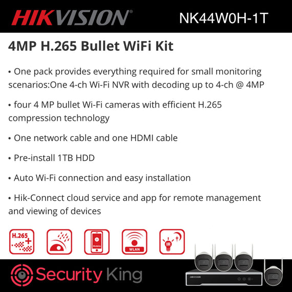 Hikvision 4MP H.265 Bullet WiFi Kit