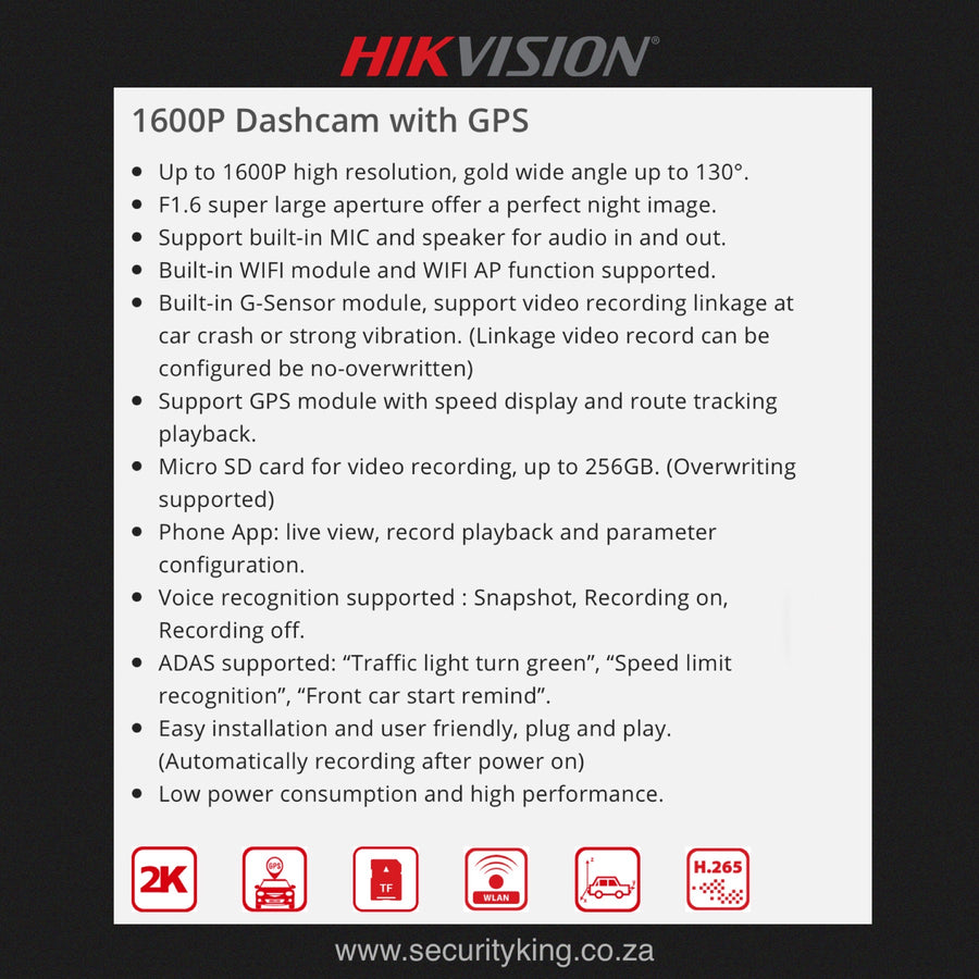Hikvision Dashcam F6 incl 64gb SD Card SecurityKing