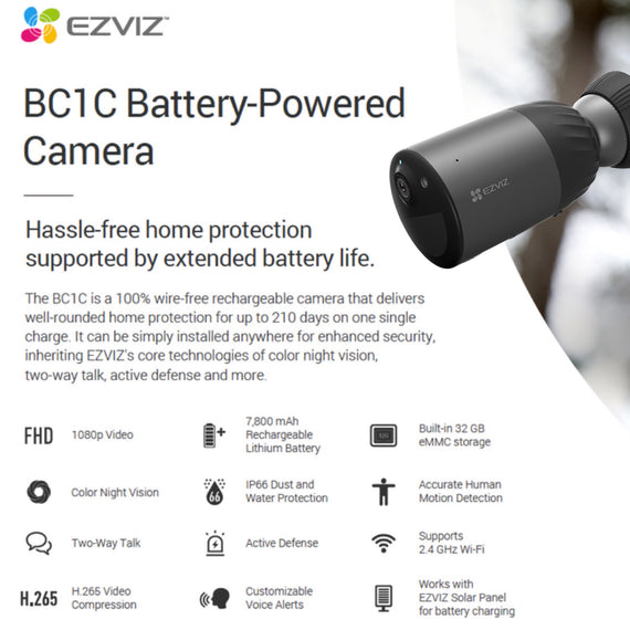EZVIZ eLife BC1C 1080p Wire-Free WiFi Battery Security Camera