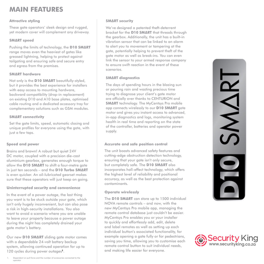 Centurion D10 SMART Gate Motor Only - SecurityKing